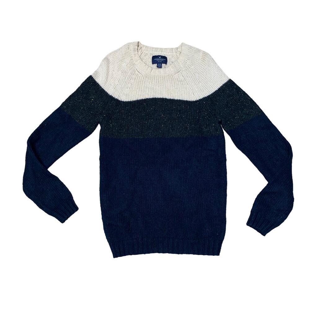 American Eagle Outfitters 3-Tone Colorblock Mix Knit Sweater Men's Size XS